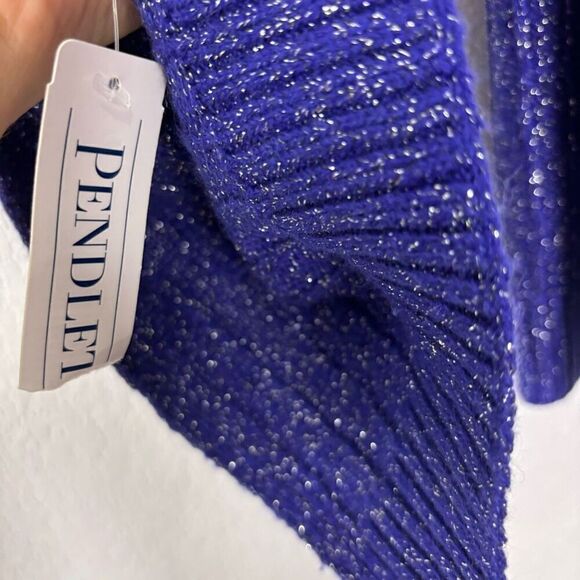 NWT Pendleton Purple with Silver Shimmer Speckled Cable Knit Winter Wrap Scarf - Picture 5 of 6